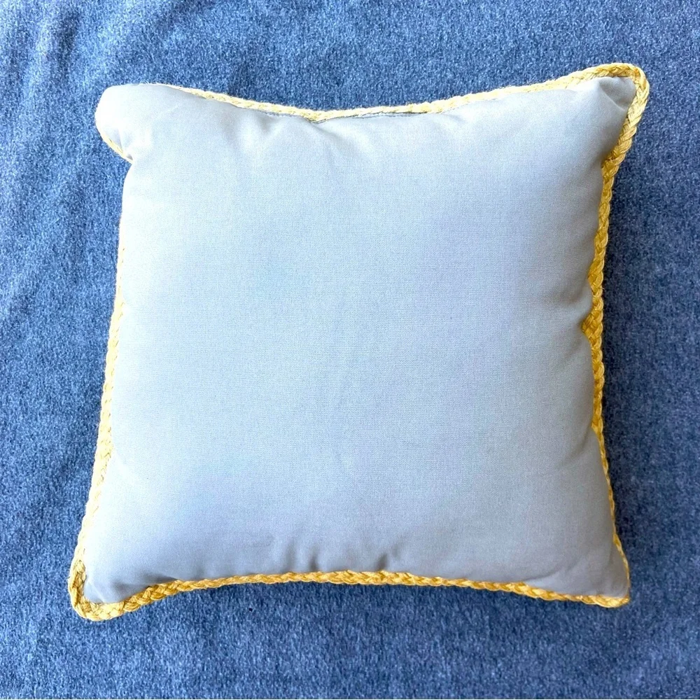Large Paisley Throw Pillow with Hand Braided Jute Trim. 20”x20”